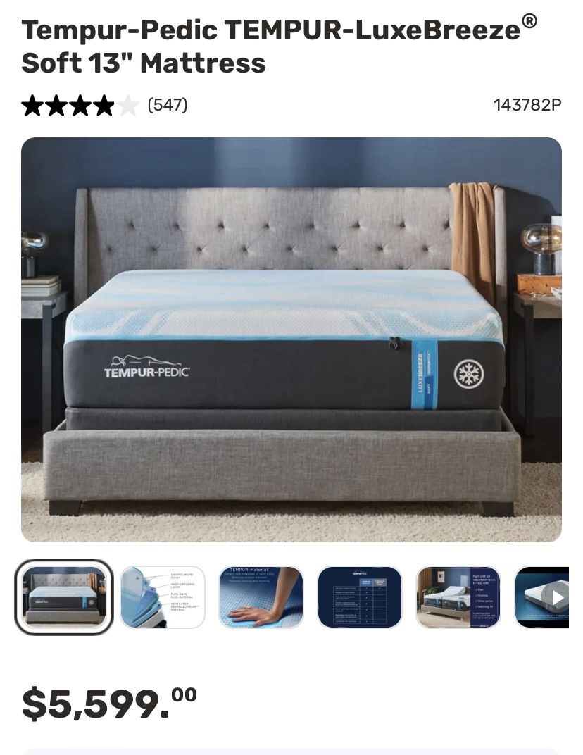 TEMPUR-PEDIC Queen Luxe Breeze Soft! Brand New! 60% Off Regular Pricing ...