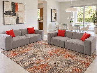 Modani Furniture Set – 2 Kobe Sofas + Extendable Glass Dining Table