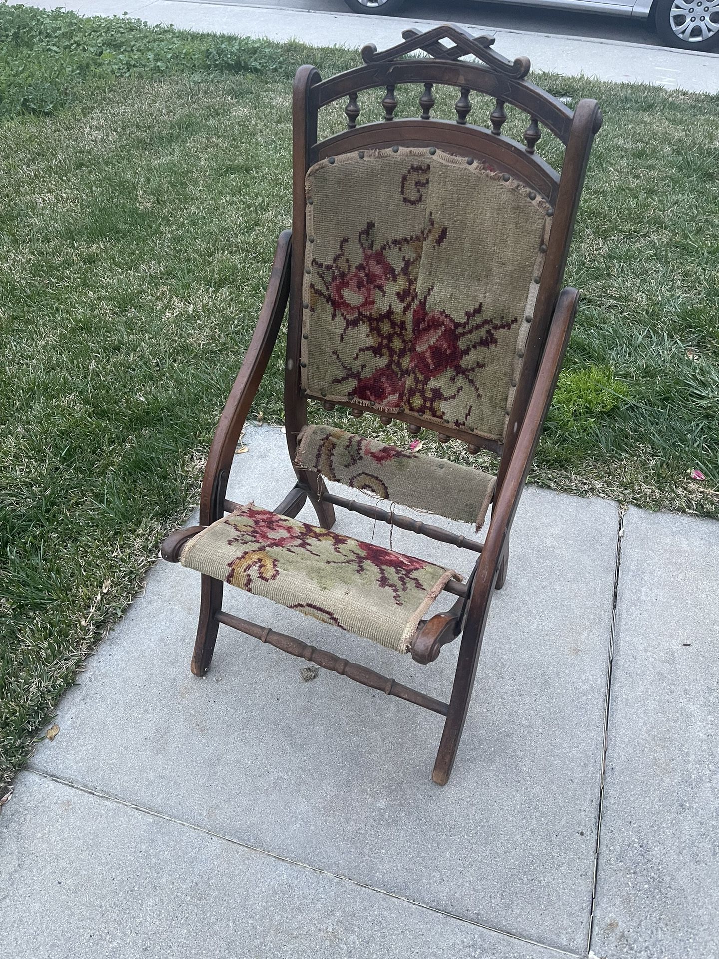 Antique Folding Tapestry Chair