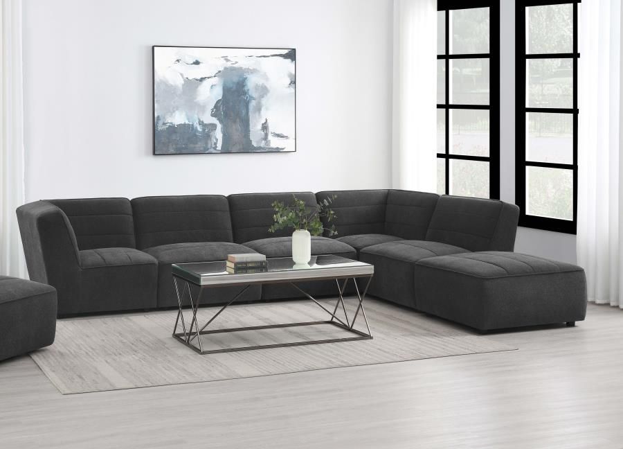 Chenille 6pc Grey Modular Sectional Sofa With Multi Configuration 