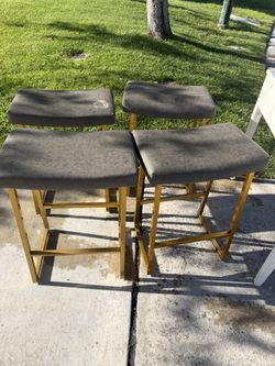 4 Grey Stools w/gold Legs