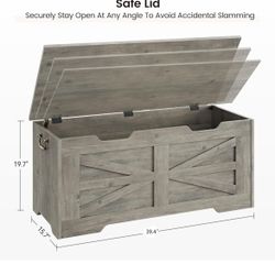 Wooden Storage Trunk with Safety Hinges, Lift-Top Entryway Bench - New In Box