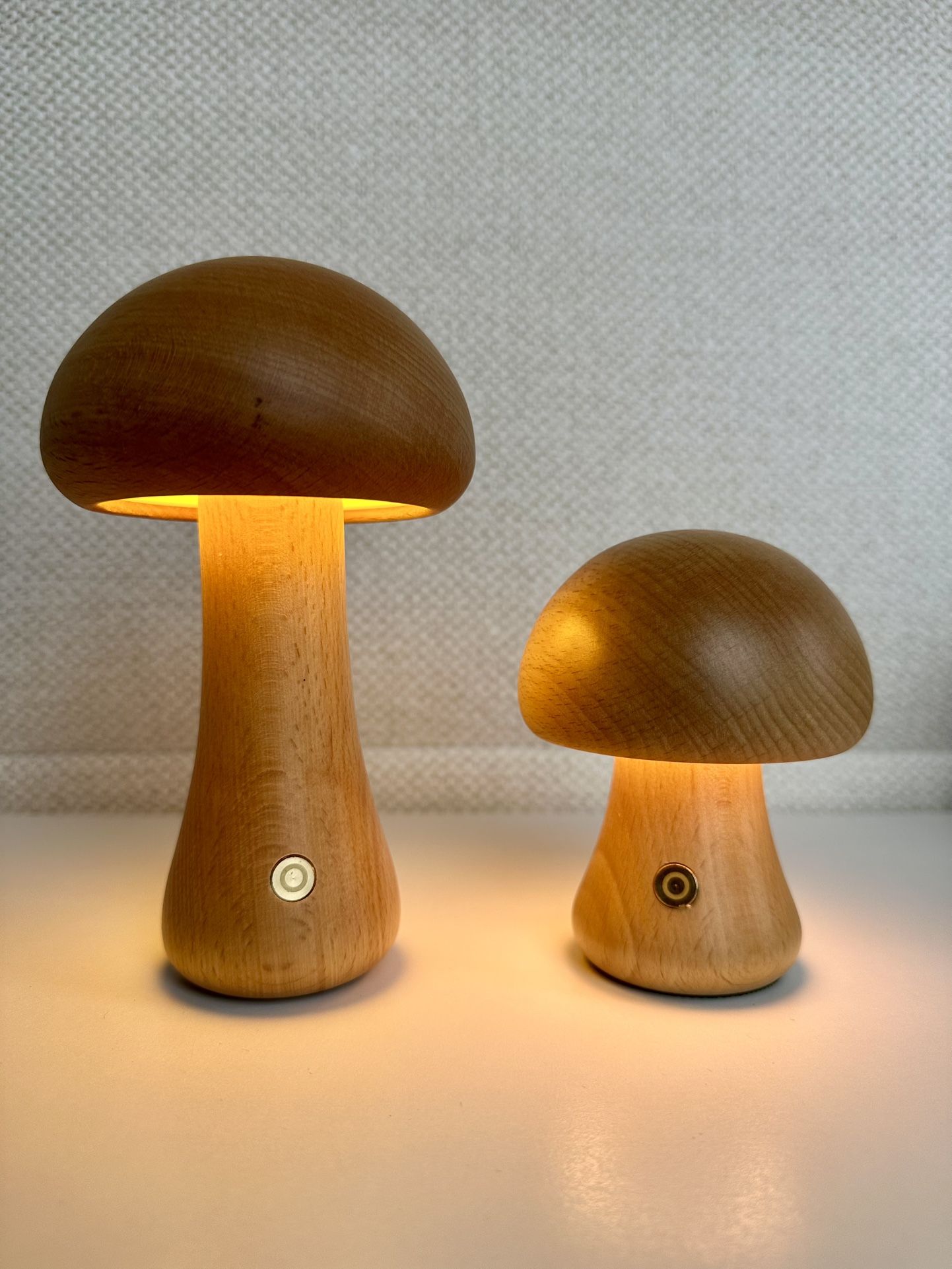Wooden Mushroom Rechargeable Touch Lamps (Set of 2)
