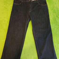 Claiborne Men's Dark Blue Denim Relaxed Fit Straight Jeans 42/32