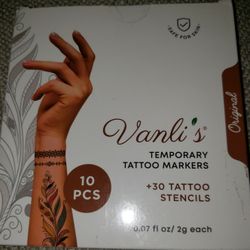 Vanlis Temporary Tattoo Markers With 30 Tattoo Stenticals