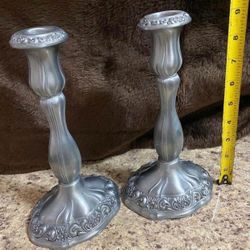 PAREJA DE CANDELABROS ANTIGUO DE STAINLESS 