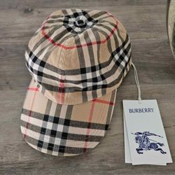 Burberry Men's Vintage Check Cotton Baseball Cap, M ( Brand New)