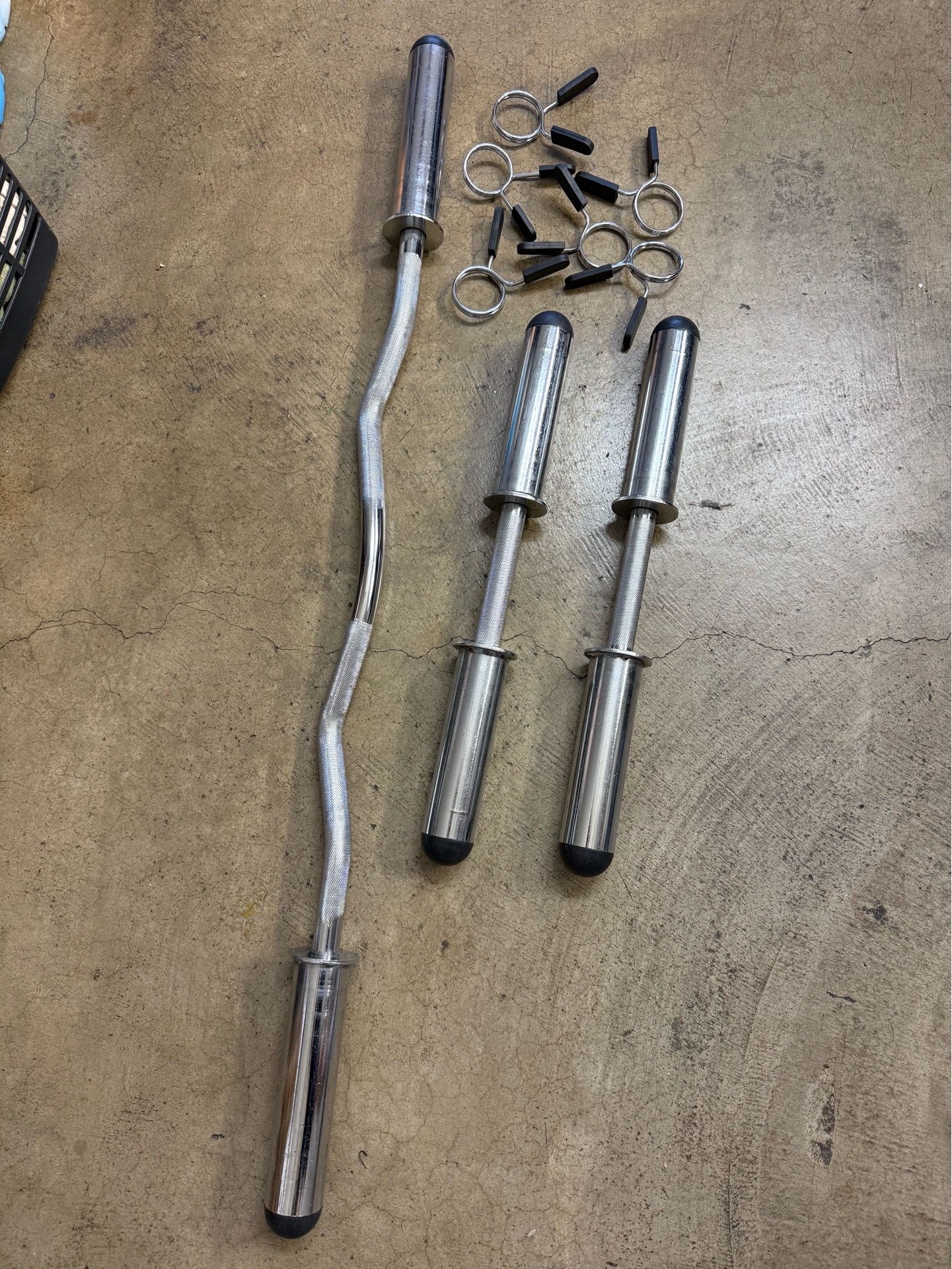 Curl Bar and Dumbbell Handle Set