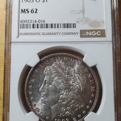 1903 -O, Morgan Silver Dollar.       MS 62