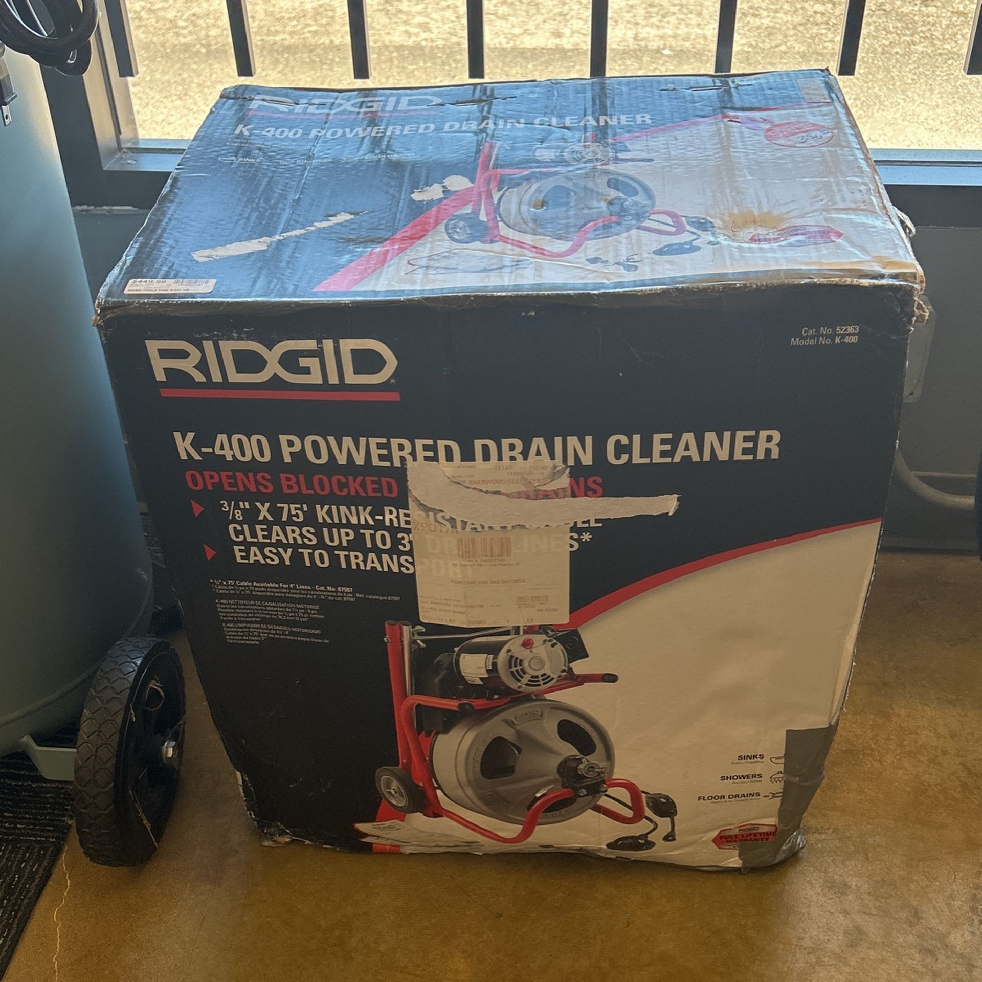 Rigid K400 power drain cleaner new in box