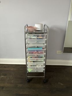Plastic 9 Drawer Rolling Storage Cart with Wheels