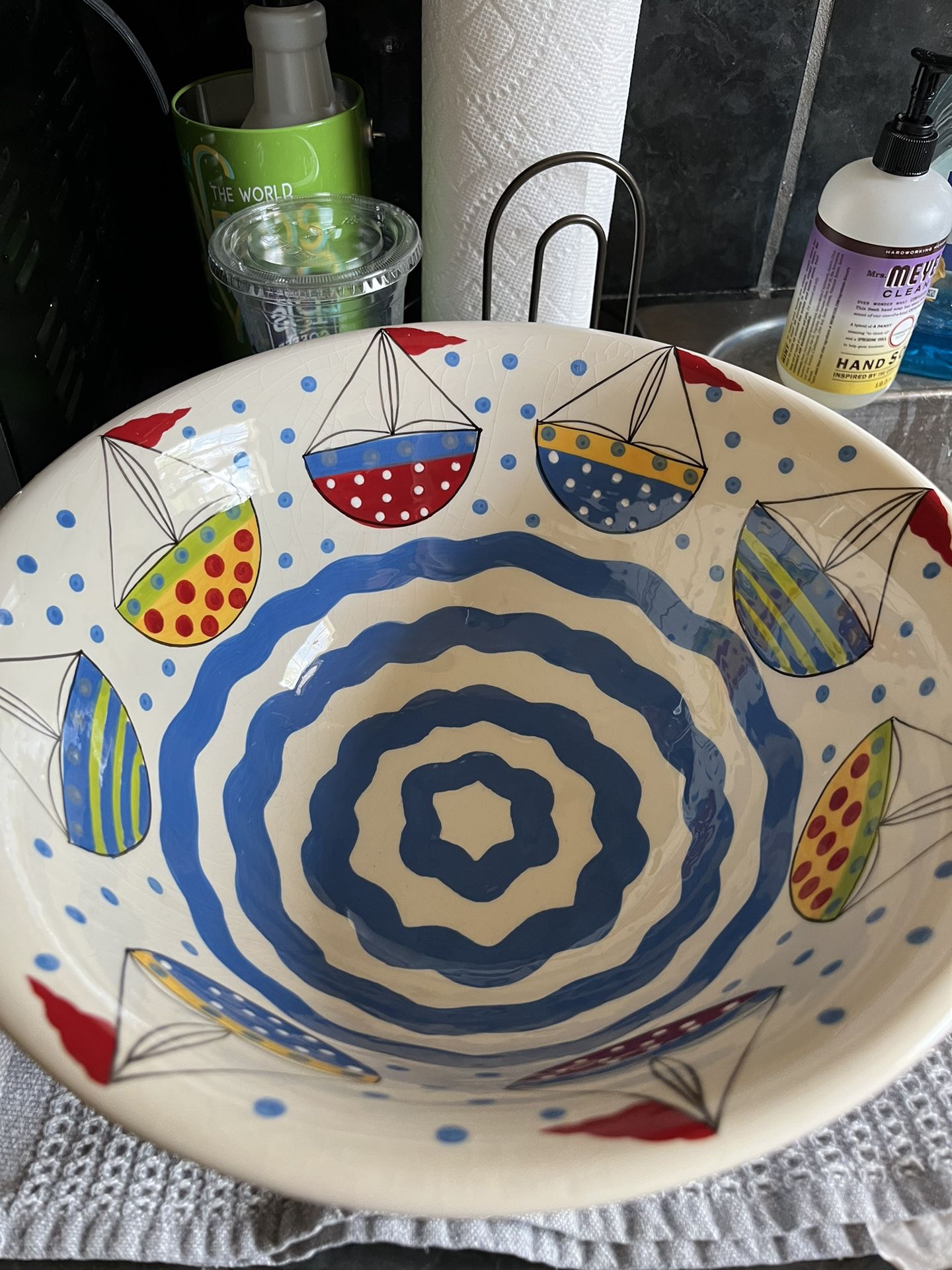 Sailboat Ceramic Bowl- Large