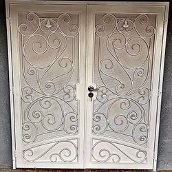 Custom Made Double Swing Security Iron Screen Doors Whit Custom Paint 