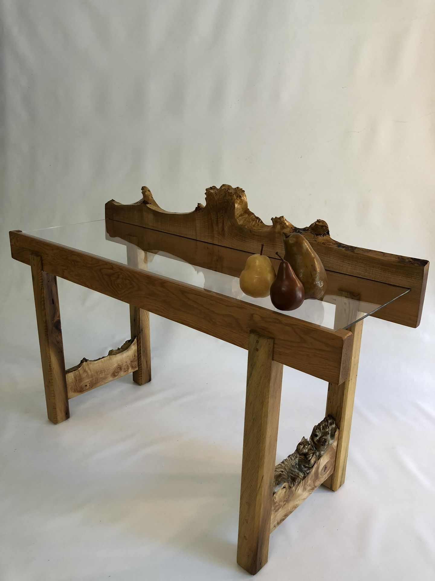 Handcrafted Live Edge Maple Console Table with Vintage Fir & Floating Top