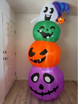 LOYO Halloween Inflatable Outdoor Decorations, 8.8FT Giant Stacked Ghosts and Pumpkins with Built-in