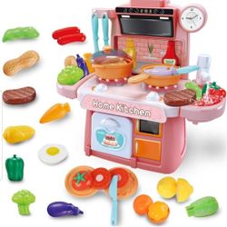 Mini Kitchen Playset, Pretend Play Cooking Toys Pink 

