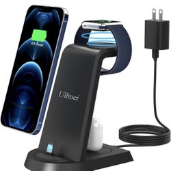 Charging Station for Multiple Devices Apple, 3 in 1 Fast Charger Stand for Apple iWatch 8 7 6 SE 5 4 3 2 iPhone 14 13 12 11 Pro X Max XS XR 8 7 Plus 6