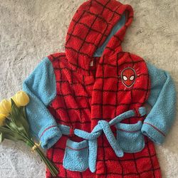 Disney Spider-Man Boys Hooded Fleece Robe Size 7/8 – Excellent Condition