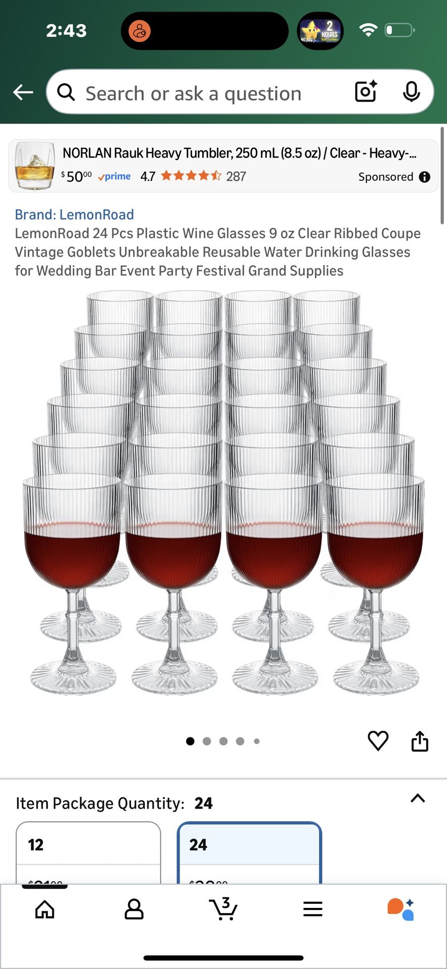 24 Pcs Plastic Wine Glasses 9 oz Clear Ribbed Coupe Vintage Goblets Unbreakable Reusable Water Drinking Glasses for Wedding Bar Event Party