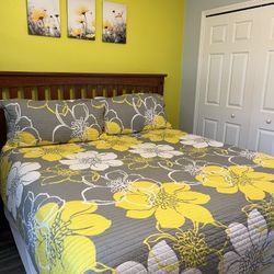 King size Bed Frame with Mattress and Box Spring