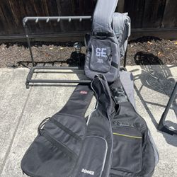 8 Guitar Rack And Soft Guitar Cases 