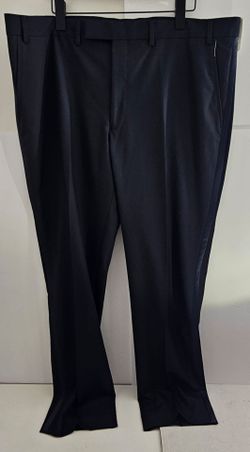 New Reaction Navy Dress Slacks – Men’s Size 46x40 – Classic Fit Side Braid Detail – Formal Business Pants – Big & Tall Trouser