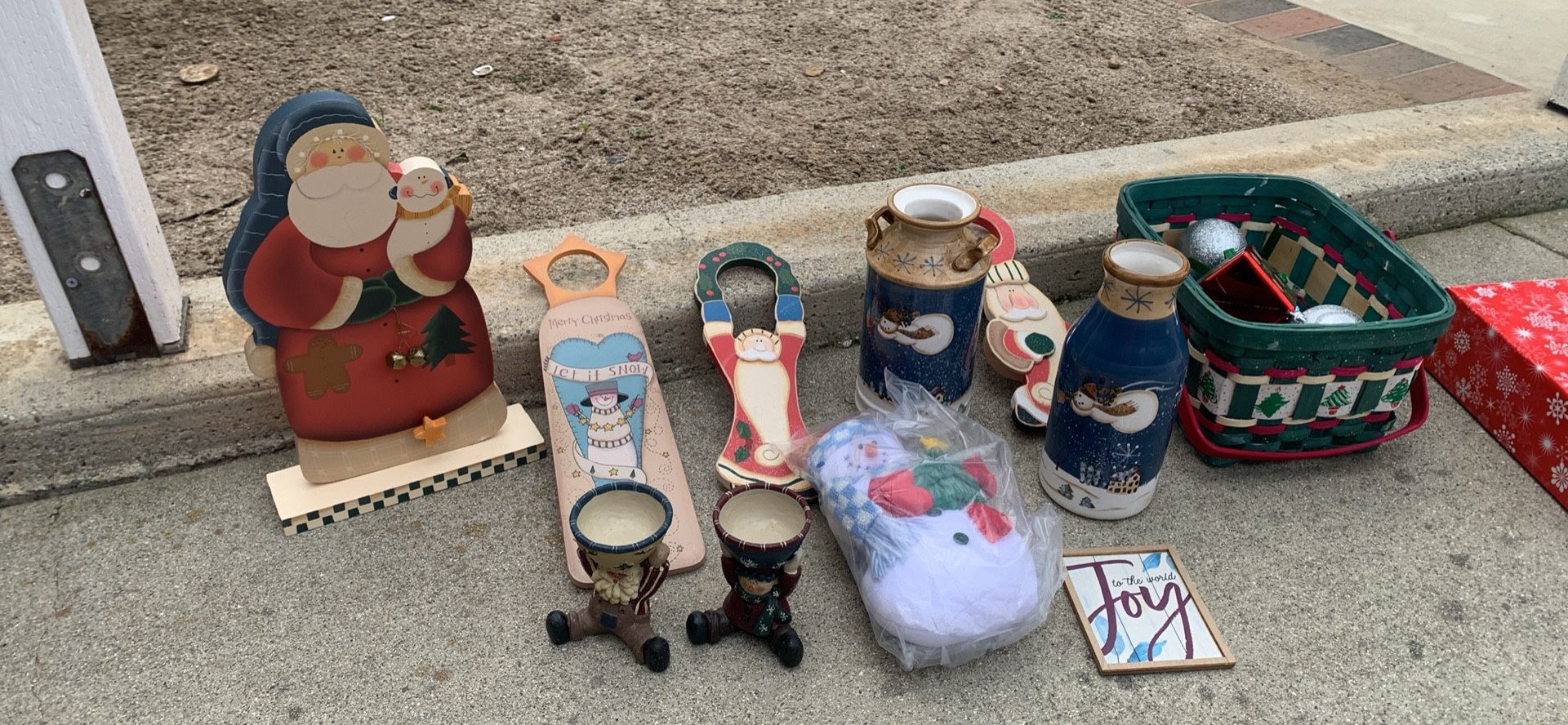 Christmas Stocking Stand & Xmas Wood Various Decorations