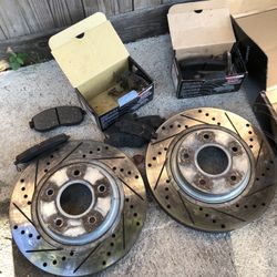 Drilled And Slotted Rotors And Brake Pads 