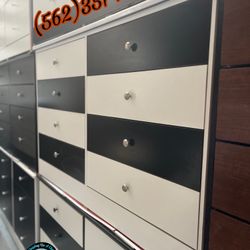 White Black Eight Drawer Dresser Chest Comoda Nueva 