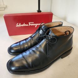 MEN'S SALVATORE FERRAGAMO SHOES LACE-UP DRESS BOOT SIZE 11D