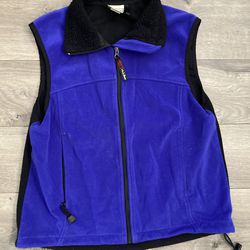 Vintage L.L Bean Vest Women’s Full Zip Blue Fleece Made In USA 90s Vtg LL Bean