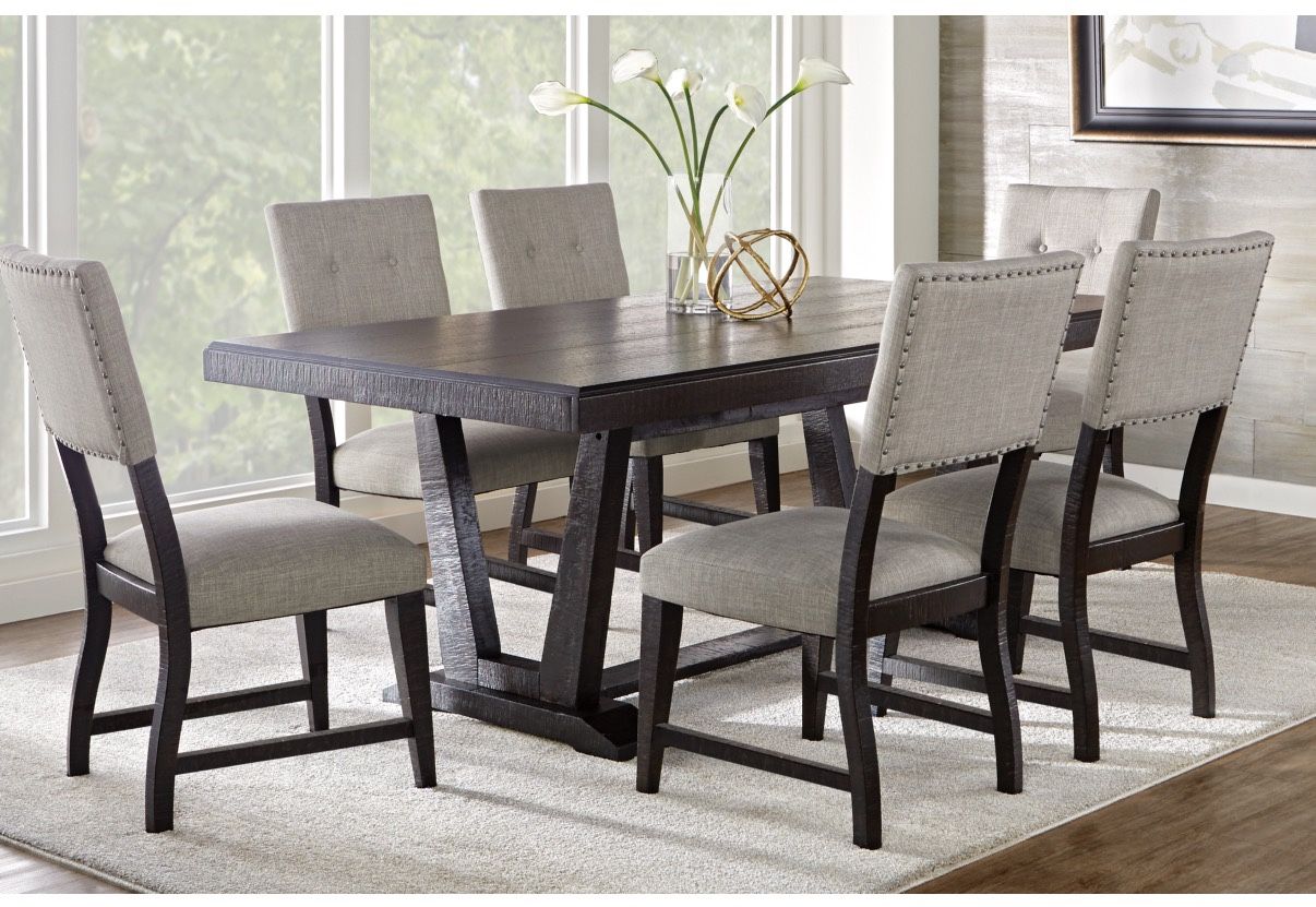 Urban Rustic Style Dining Table Set: Dining Table, Dining Bench, 4 Side Chairs, 2 Captain Chairs, 