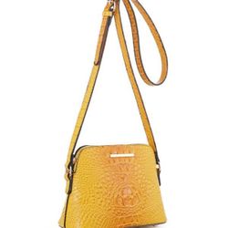 Yellow faux croc crossbody bag all vegan leather