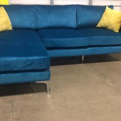 June Blue Reversible Sofa Chaise / Sectional /couch