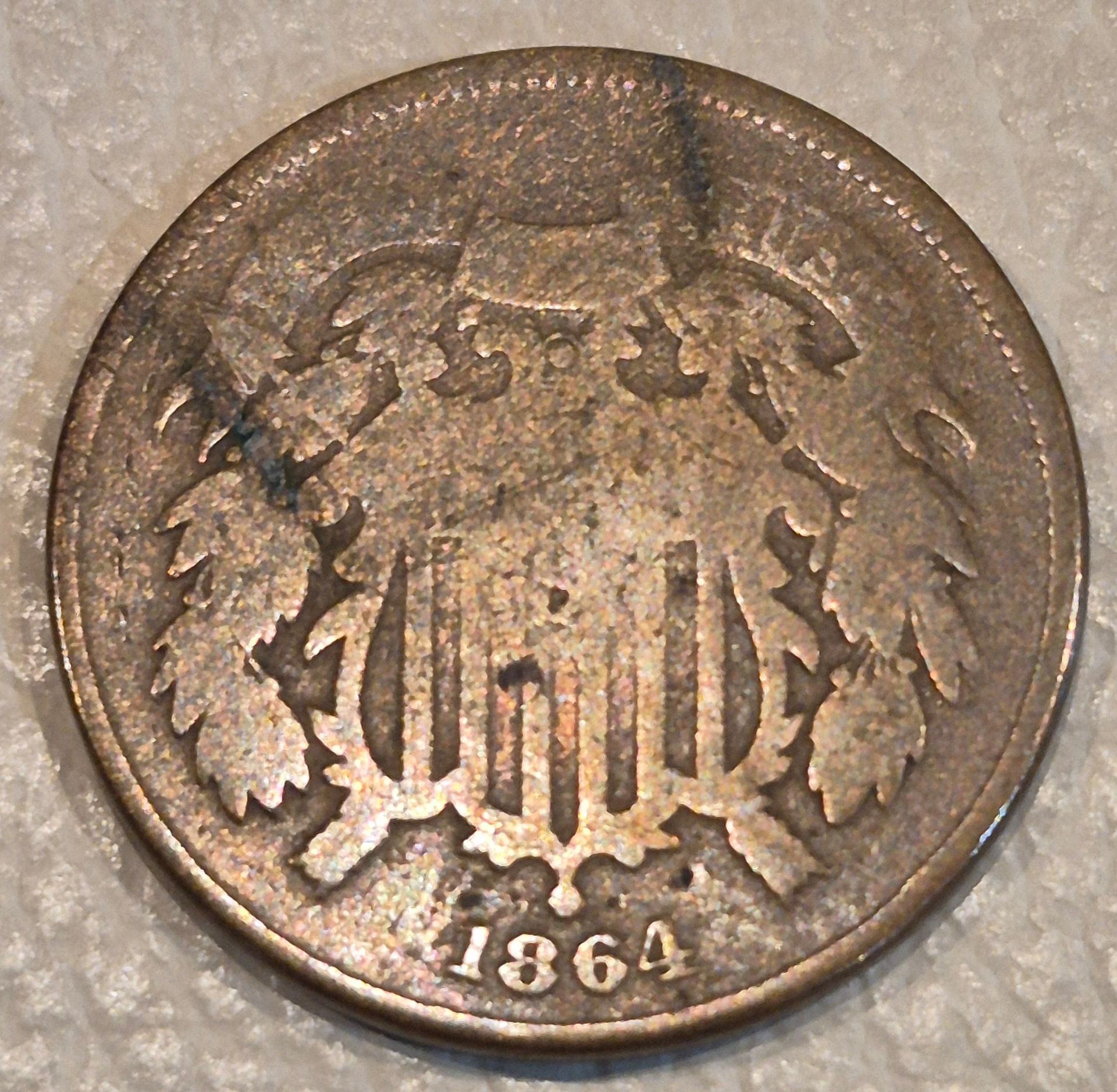 1864 2 Cent Piece (Large Motto)