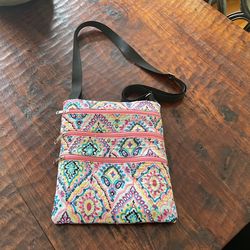 Purse Or Lunch Bag, Paisley, Plastic Lined Interior, 3 Zipped Pockets On The Front & One On The Back, Adjustable Carry Strap, 9.5 W x 11” H 