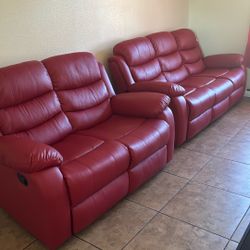 🚨🔥 LIMITED TIME STEAL – RED LEATHER 2-PIECE RECLINER SET – $500 CASH 🔥🚨