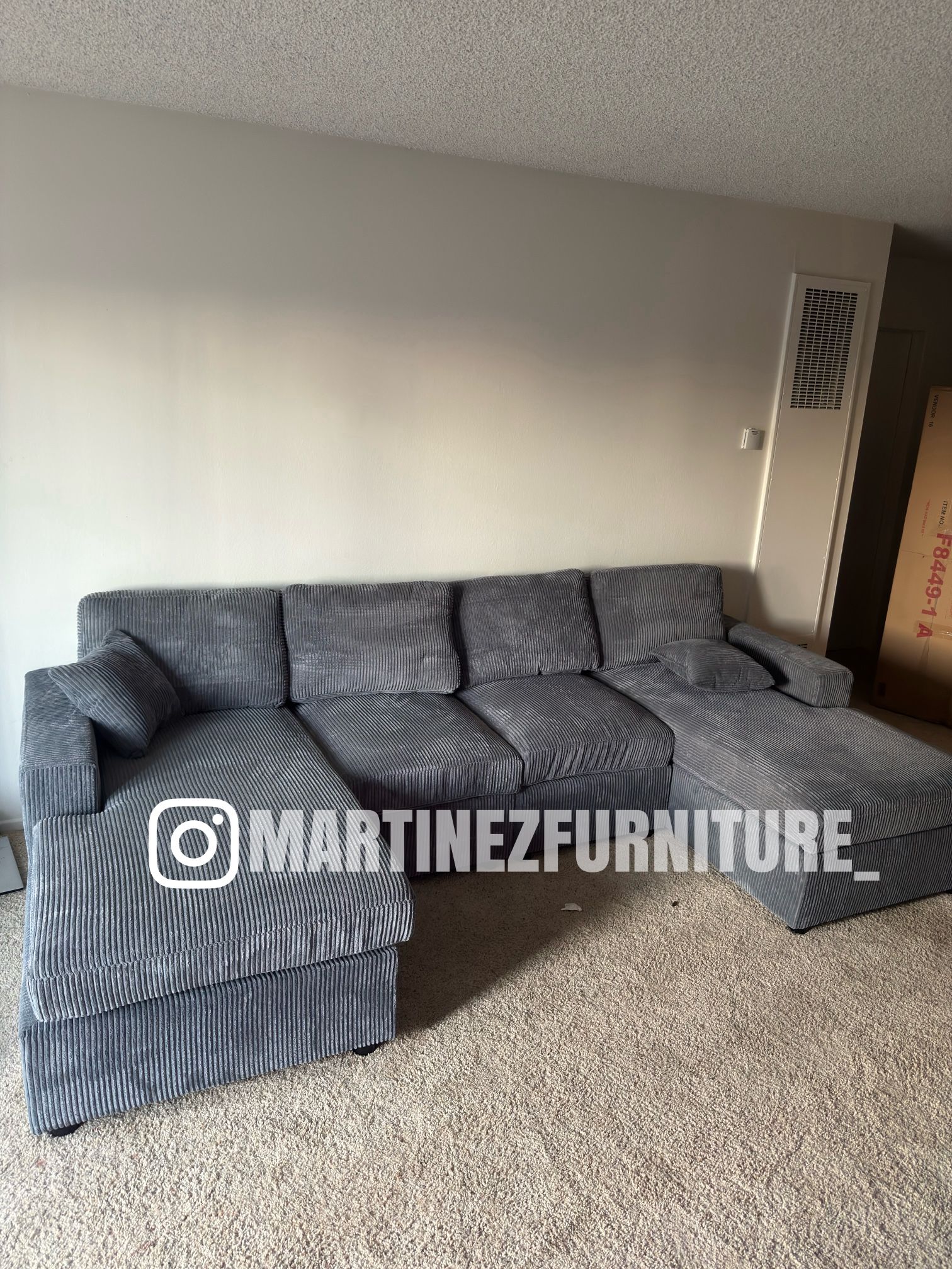 BRAND NEW DARK GREY DOUBLE CHAISE SECTIONAL SOFA COUCH
