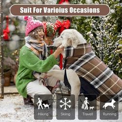 Dog Reversible Waterproof Winter Coat Jacket - British Style Plaid, XL