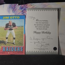 JIM OTTO  HOF Signed greeting card autographed w/coa &print