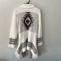 Women's Northern Angel Aztec Tribal Rainbow Knit Sweater Cardigan MEDIUM 