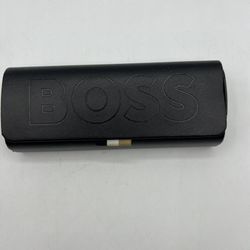 BOSS Foldable Eyeglasses Sunglasses Case Black Faux Leather Travel Case