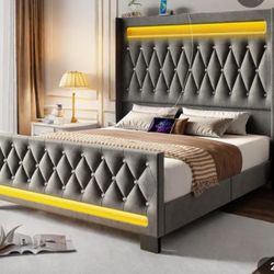 King Bed Frame With Led Lights 