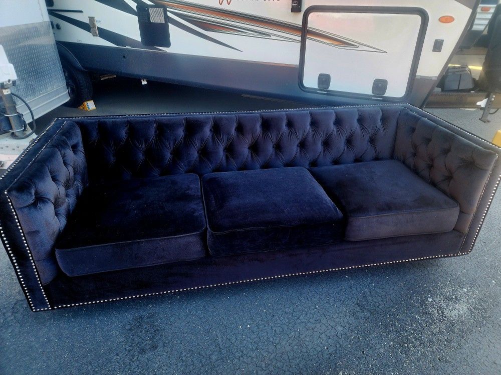 Black Velvet/velour Sofa Couch