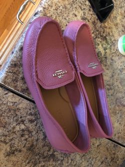 NEW Coach rose leather Mary lock up espadrilles flats