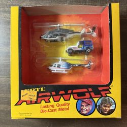 Rare 1984 Ertl AIRWOLF 3 Piece Gift Set #1230 Helicopters & Jeep New In Box