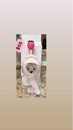 New NIB STARBUCKS SUMMER 2026 pink hat strawberry topper bear cup mug tumbler