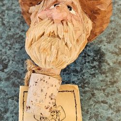 Vintage "Whiskers McNutt" Hand Carved Wood Bottle Stopper