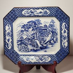 Blue and White Asian Design Plate