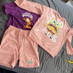 Sprayground Summer Outfit Purple And Pink Shorts Shirt And Sweatshirt